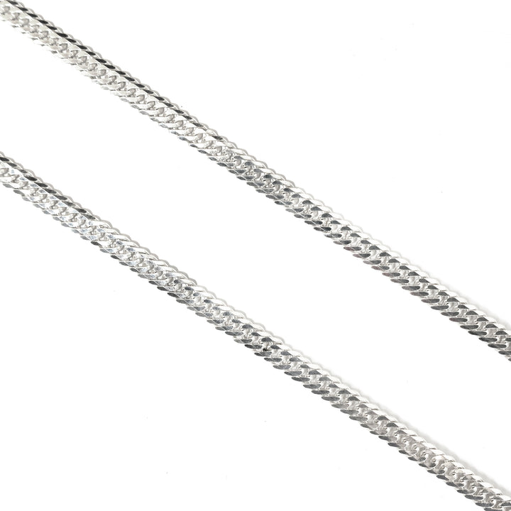 Silver chain on a white background