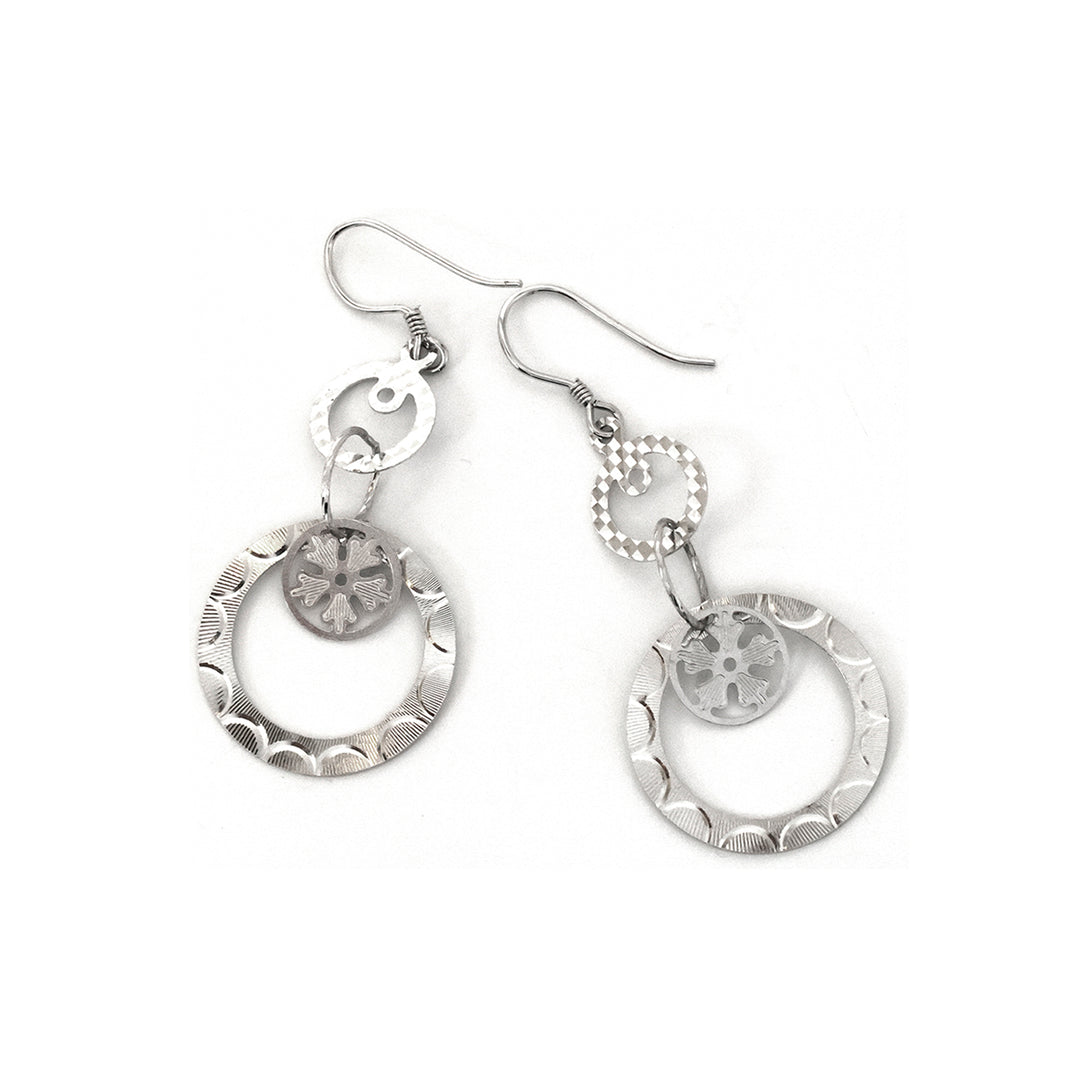 Silver Silver – Textured Circle Hoop Design