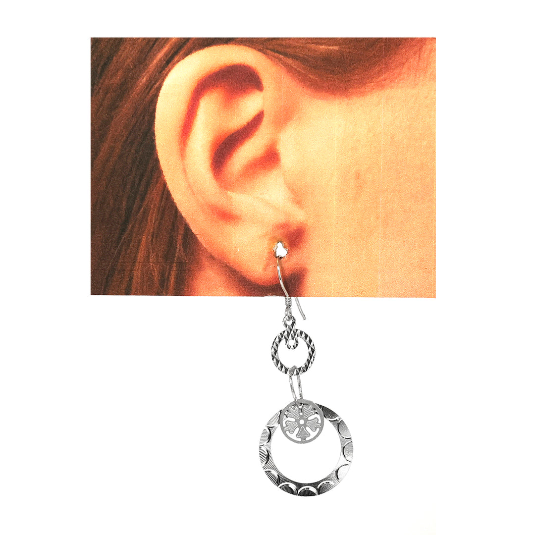 Silver Silver – Textured Circle Hoop Design