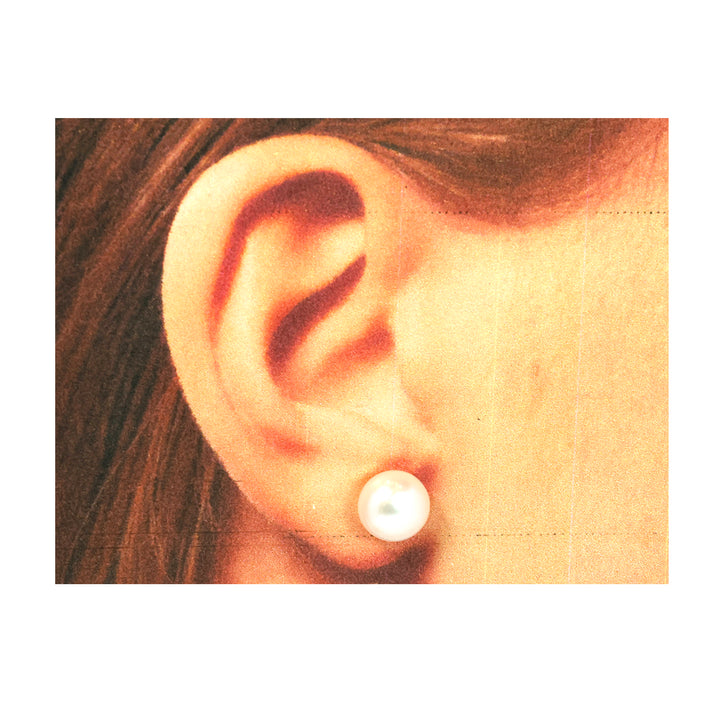 Silver Earrings – White Classic Pearl Studs Design