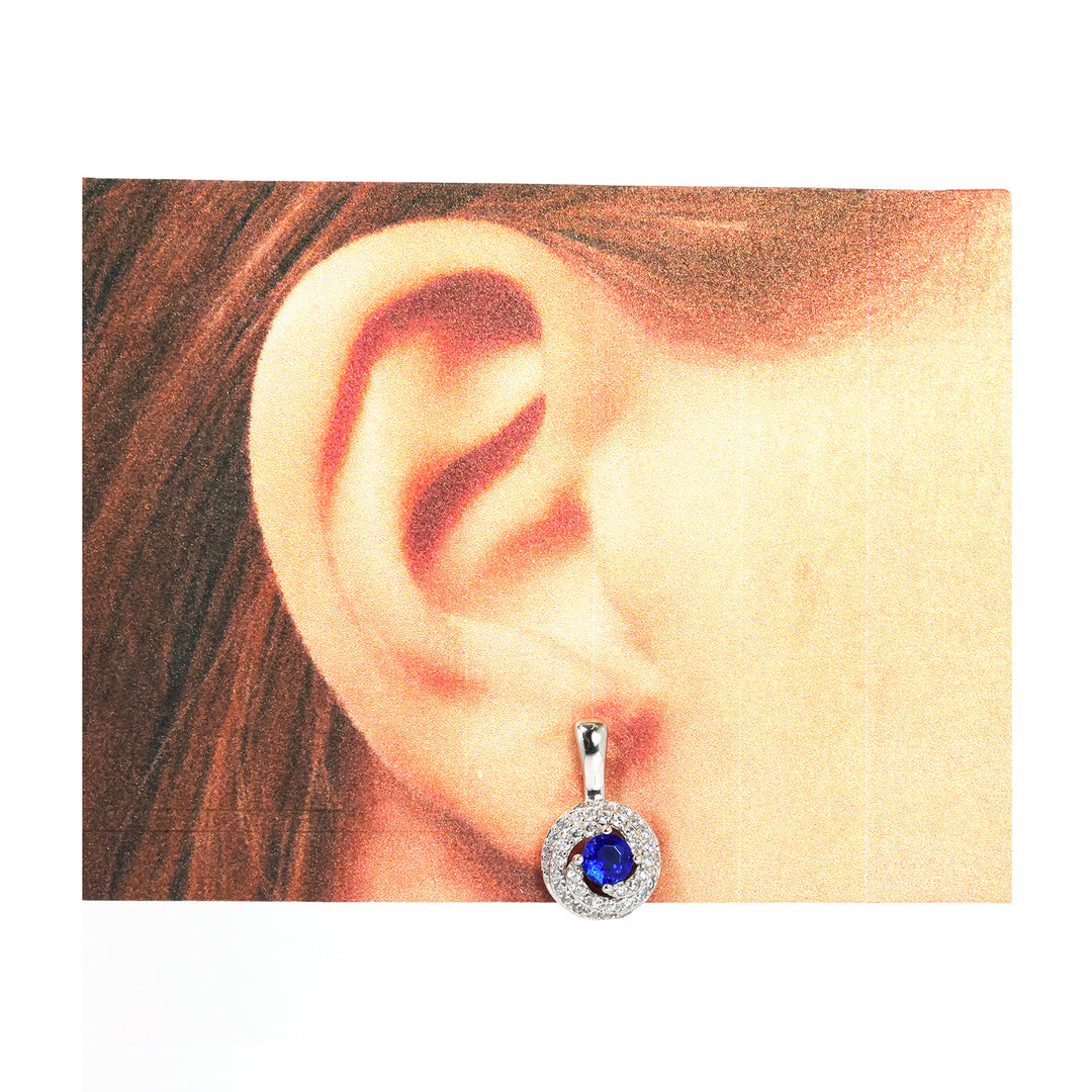 Silver Earrings – Blue Spiral Halo Studs