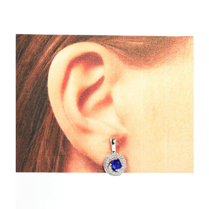 Silver Earrings – Blue Spiral Halo Studs