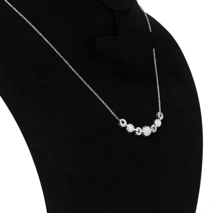 Silver Necklace – White Beaded Curve Necklace Design