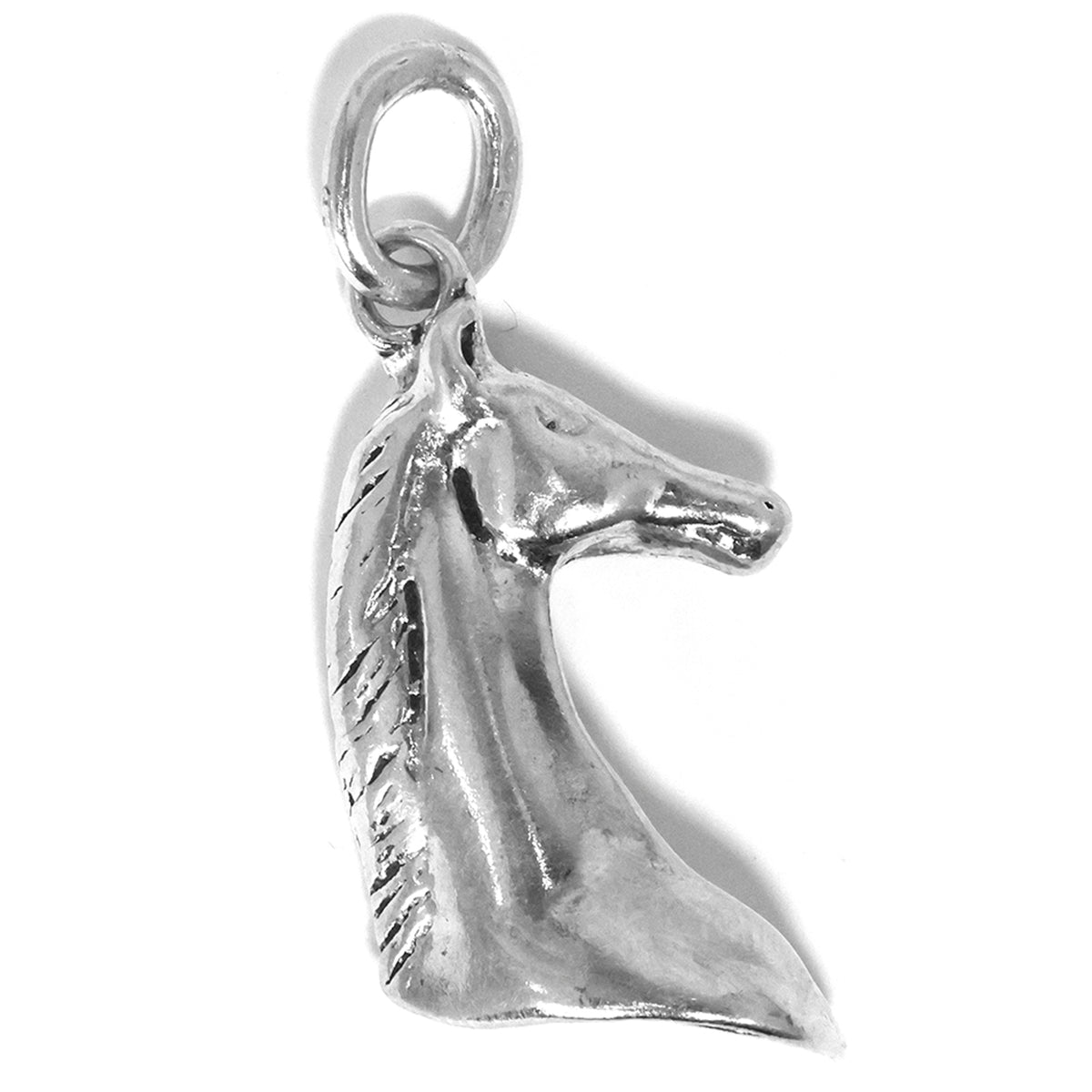 فضة horse head معلقة on white background