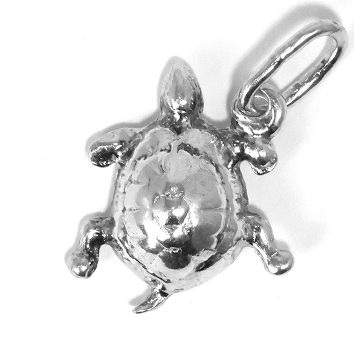 فضة turtle معلقة on white background
