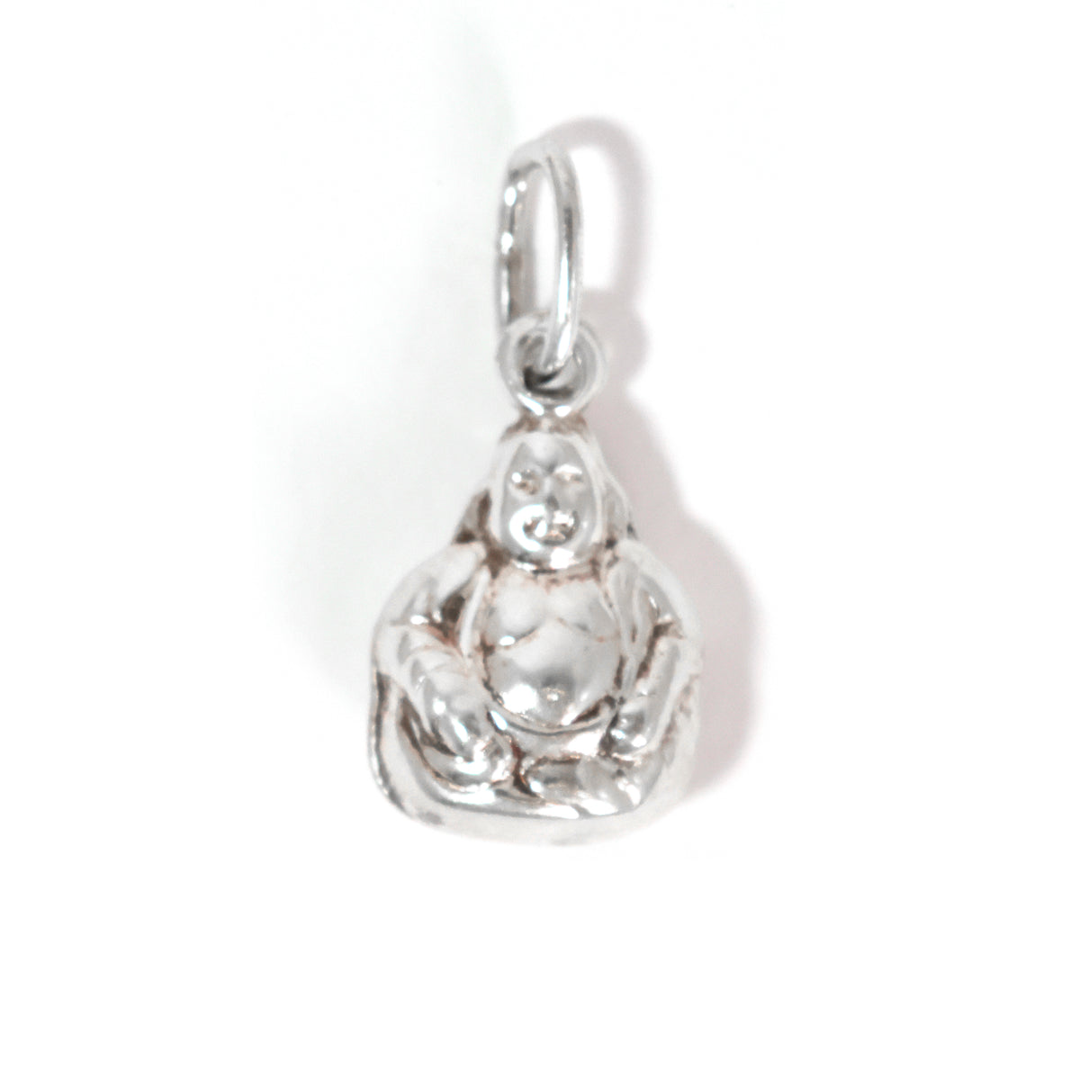 Silver Buddha pendant on a white background
