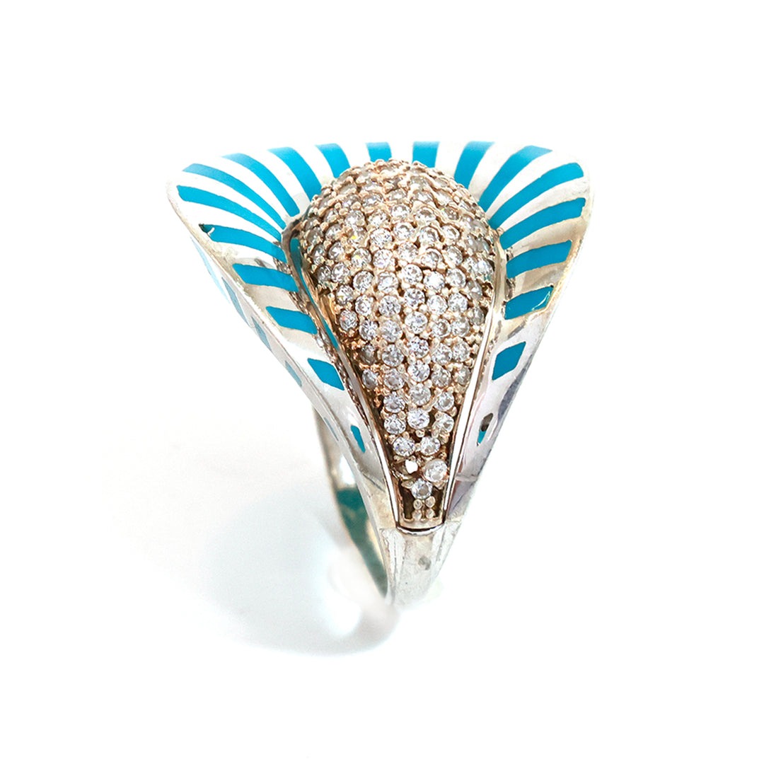 Silver Ring – Teardrop Pave Statement Design