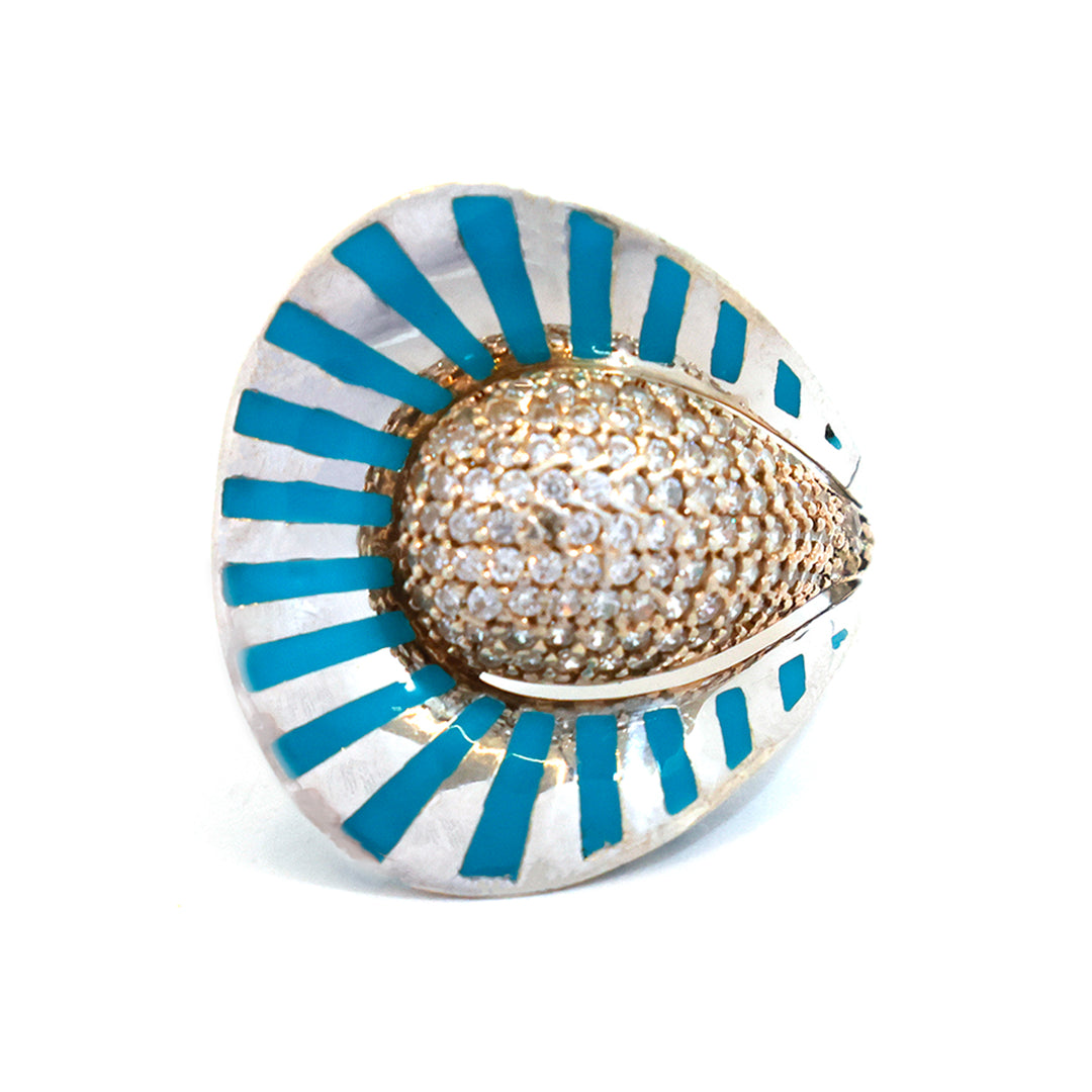 Silver Ring – Teardrop Pave Statement Design