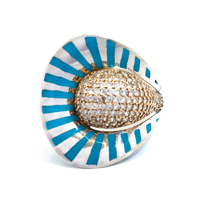 Silver Ring – Teardrop Pave Statement Design