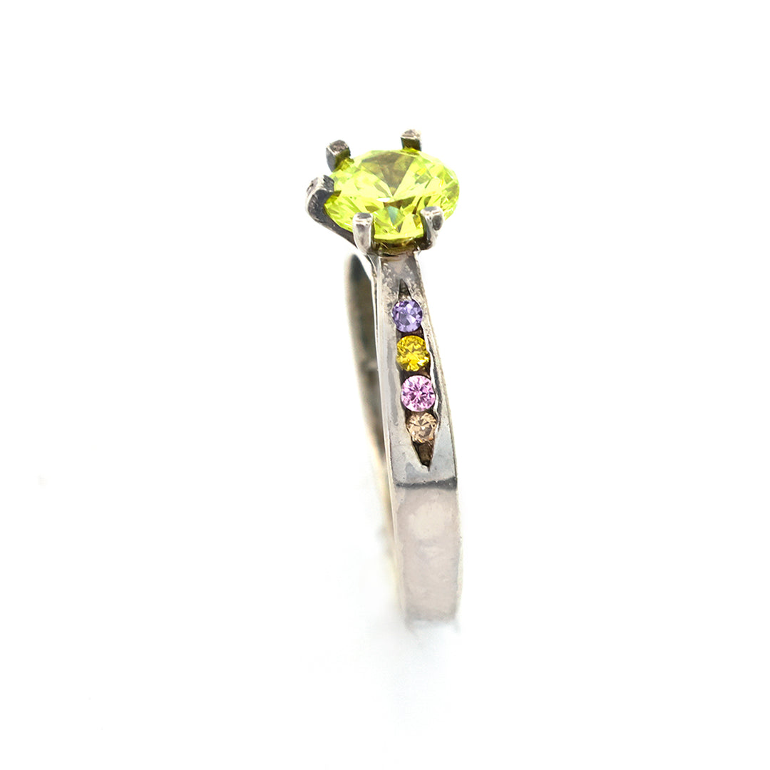 Silver Ring – Lime Stone Solitaire Design