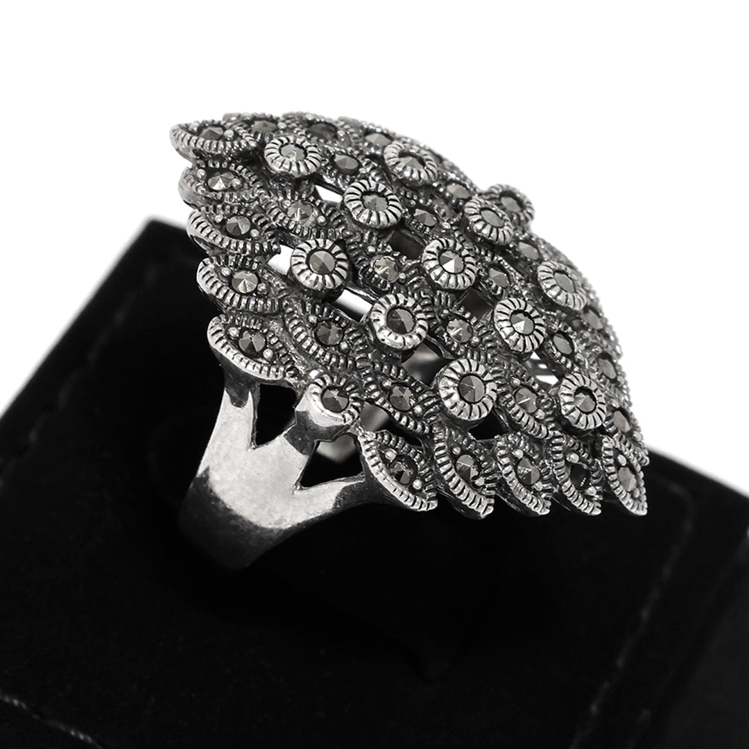 Al Fanan Silver Marcasite Statement Ring