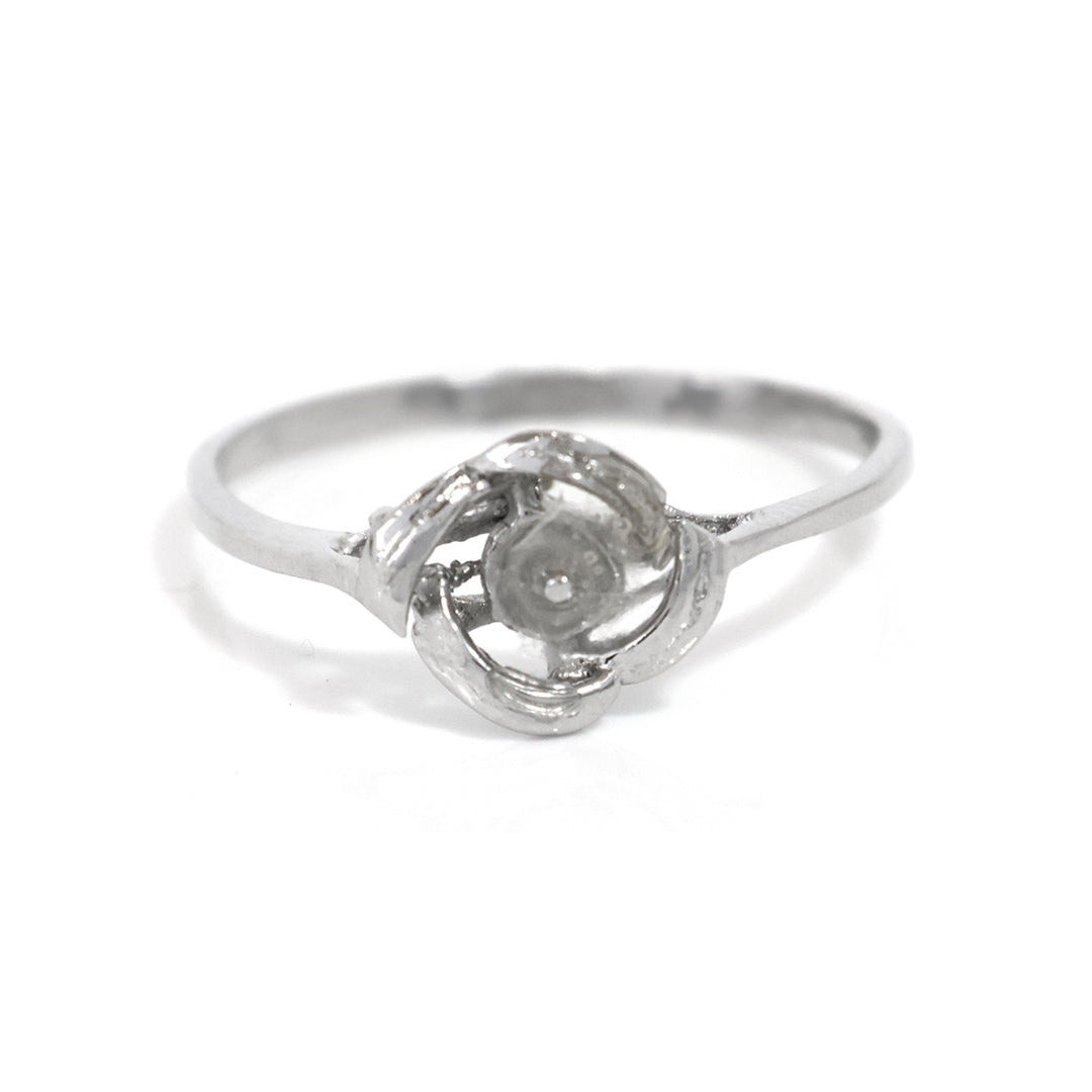 Silver ring with a diamond on a white background