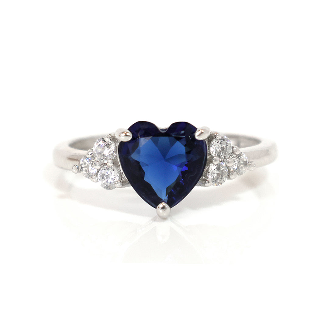 Al Fanan Silver Ring with Royal Blue Heart Stone