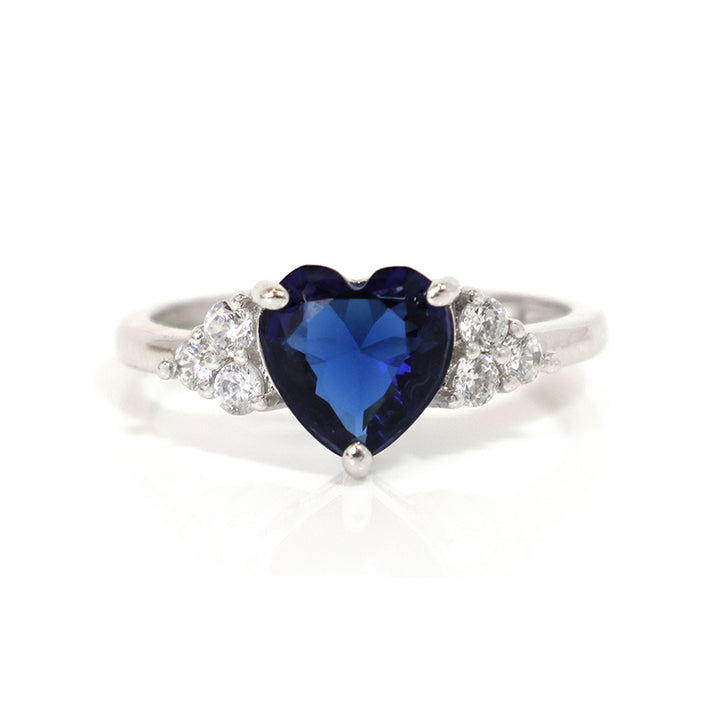 Al Fanan Silver Ring with Royal Blue Heart Stone
