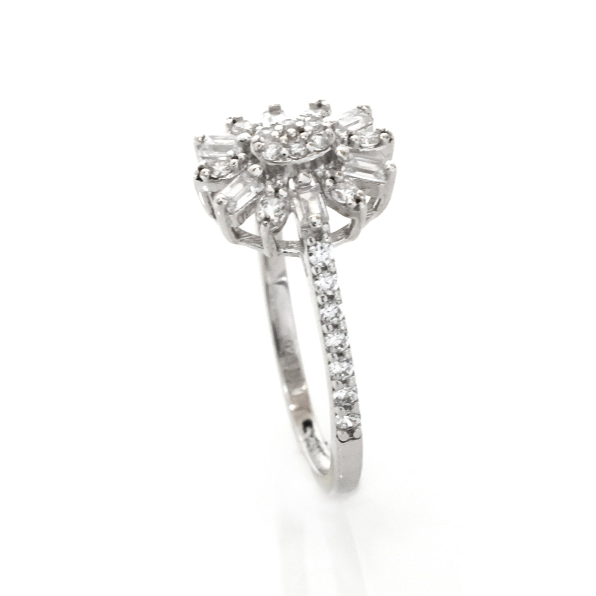 Diamond ring with a white background