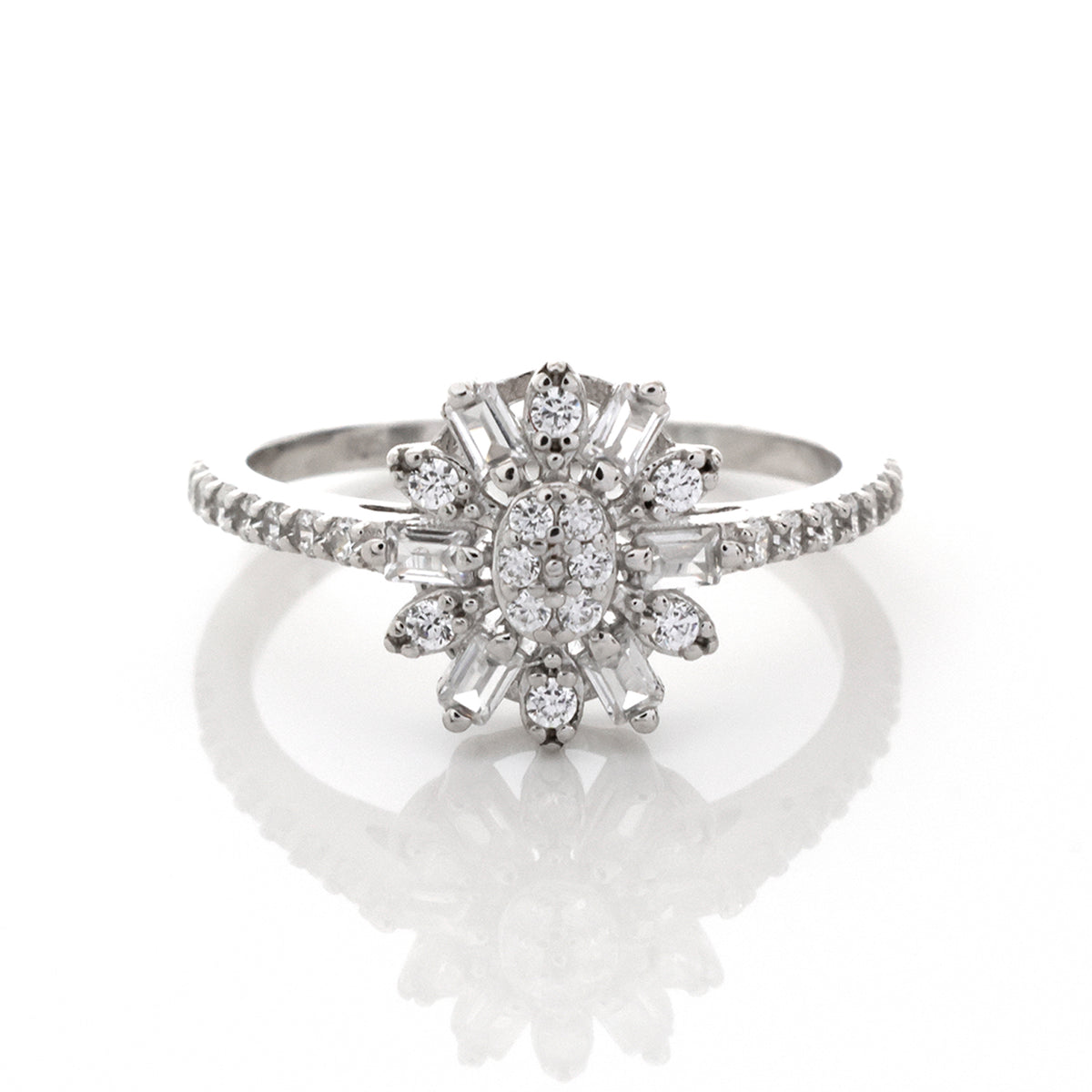Diamond ring with a white background