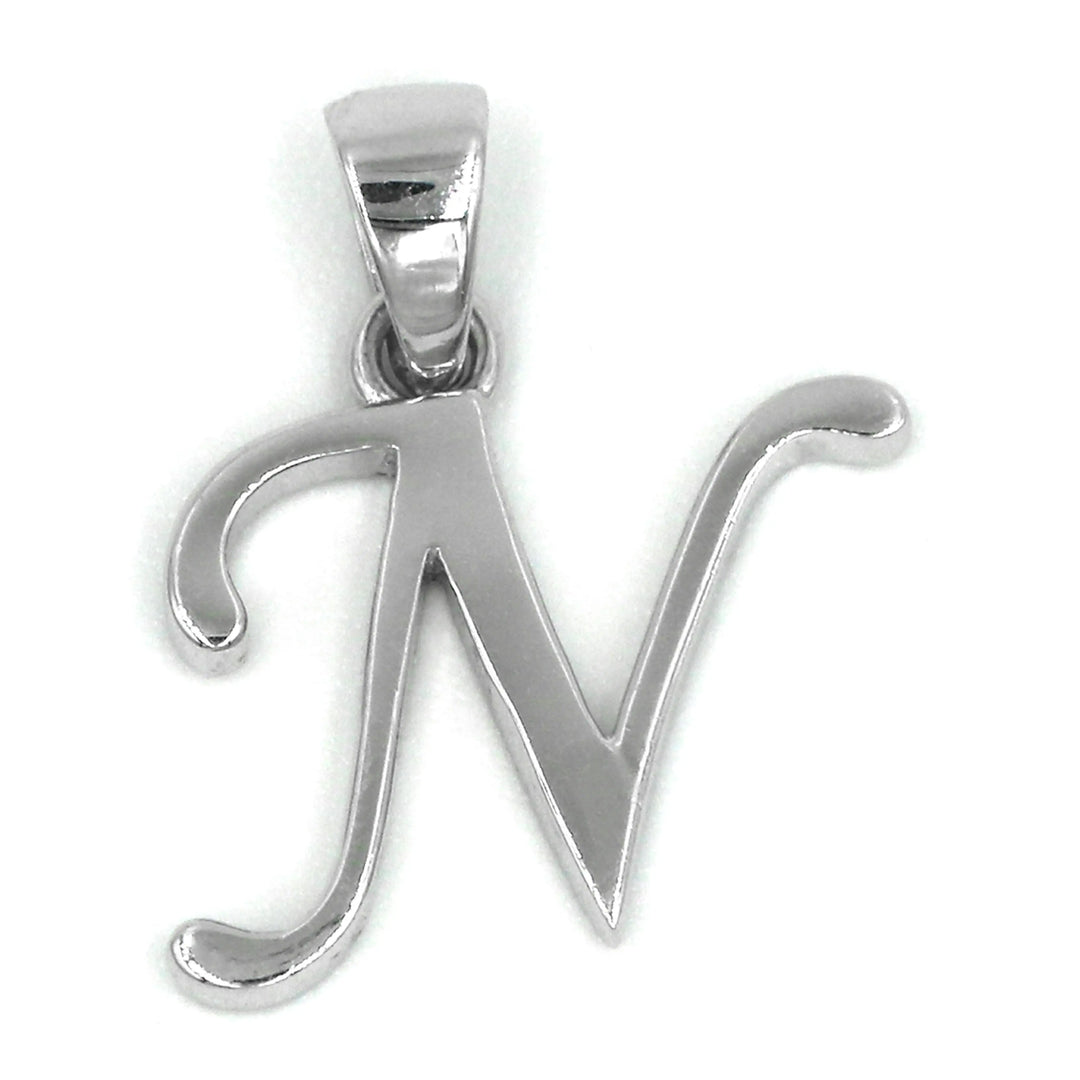 Silver Letter N Pendant Al Fanan Jewellery