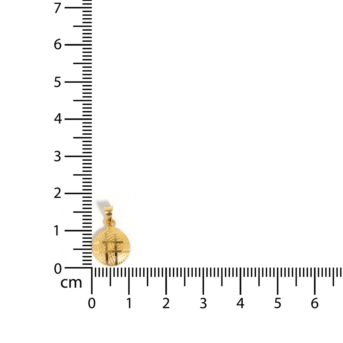 22K Gold  Disc Pendant - Get Premium Quality Today - Size Reference
