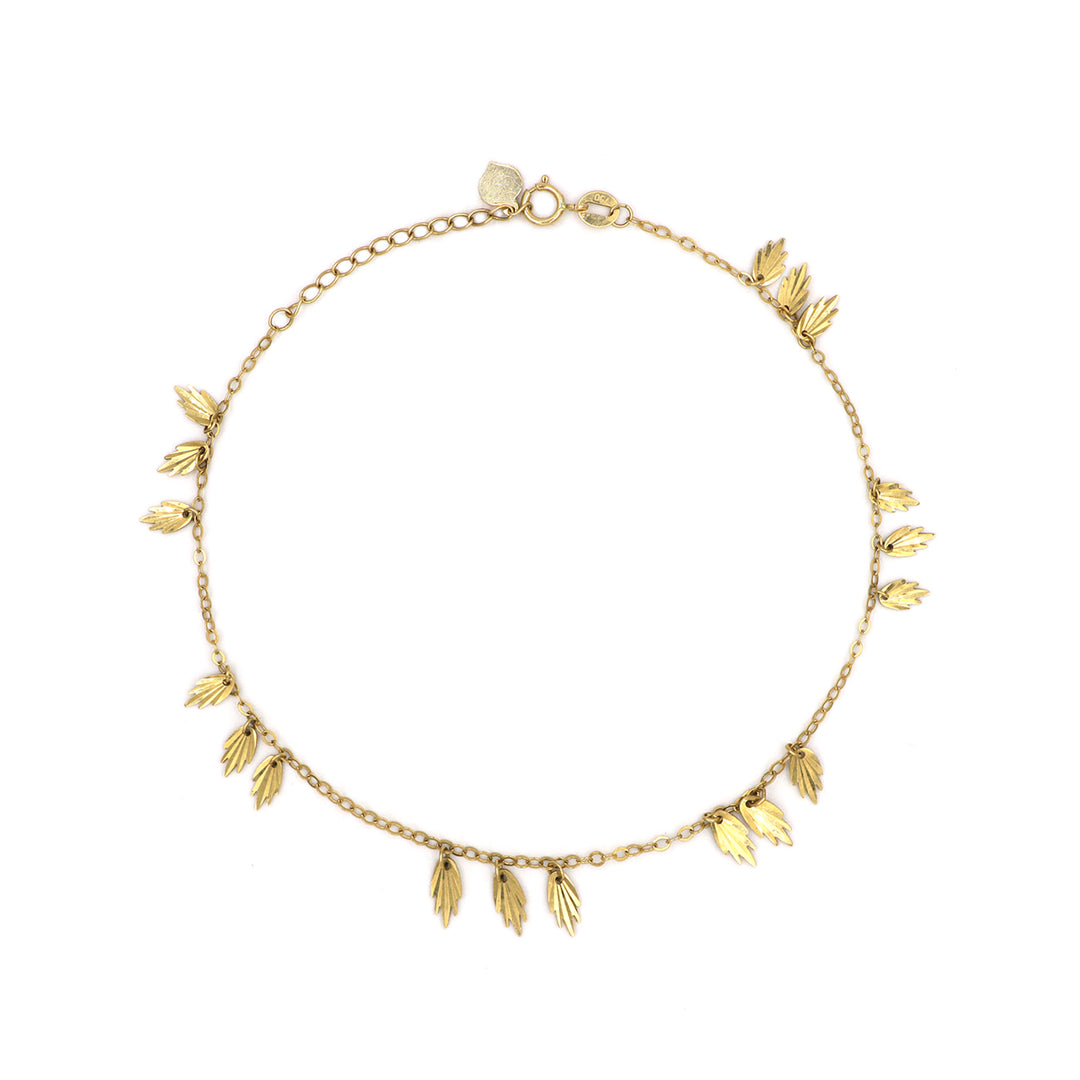 Classy 18K Gold Multi Leaf Charm Anklet Design