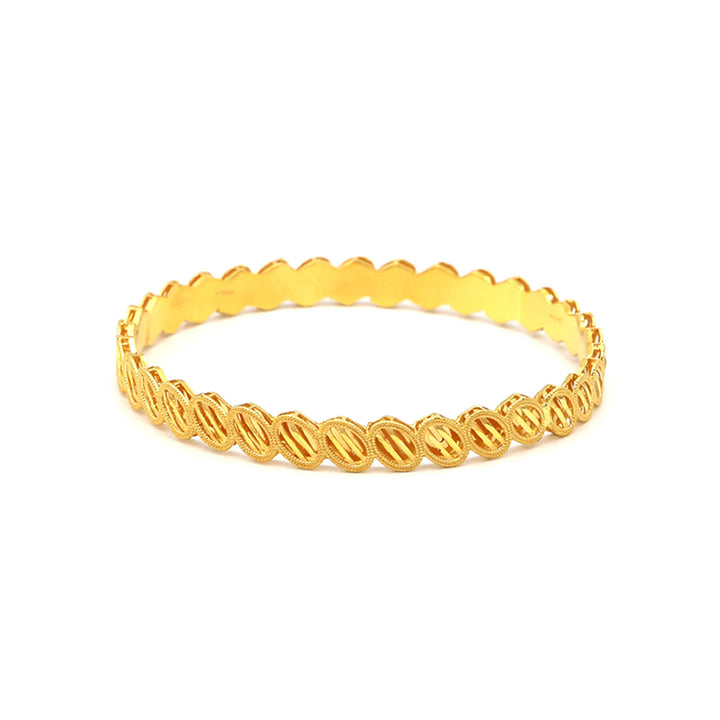 21K Yellow Gold Bangles with Oval Pattern