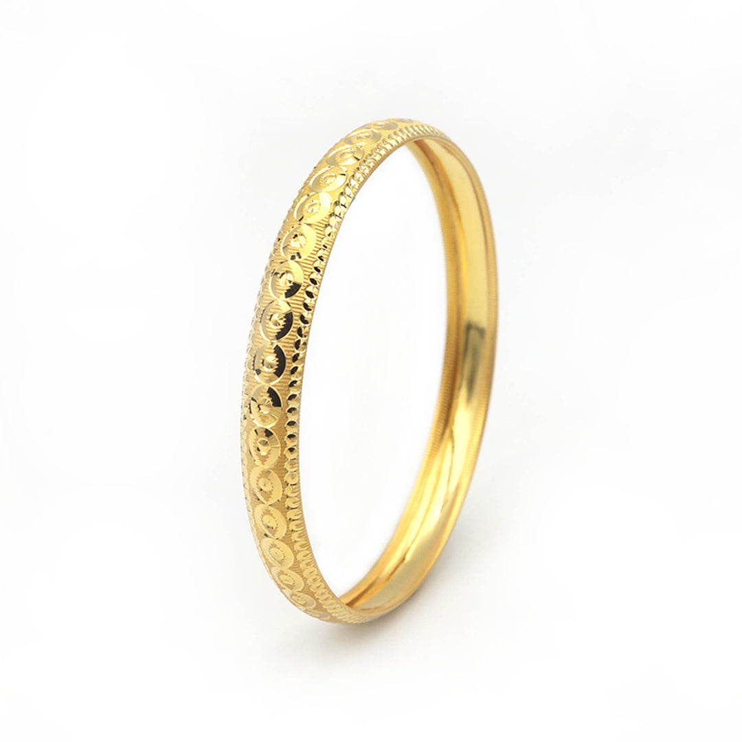 21K Yellow Gold Bangles with Round Pattern
