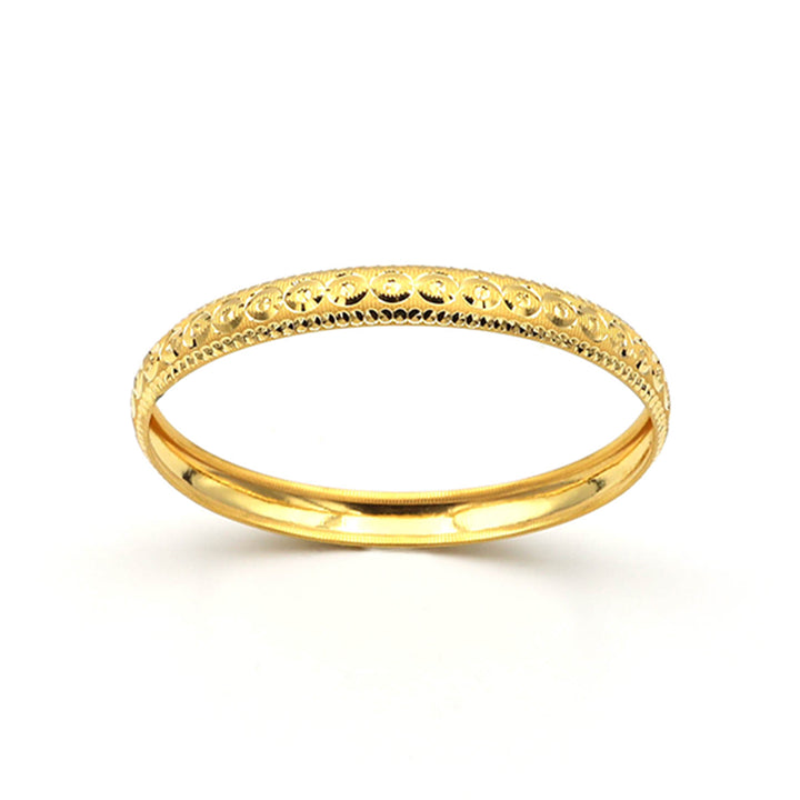21K Yellow Gold Bangles with Round Pattern