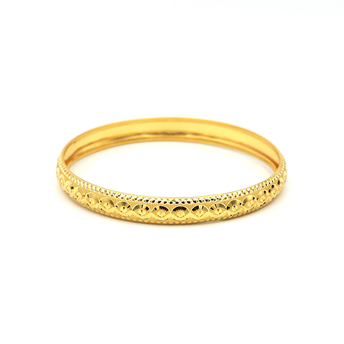 21k Gold Bangle for Women - Floral Style - Zero Making Charge - Close View