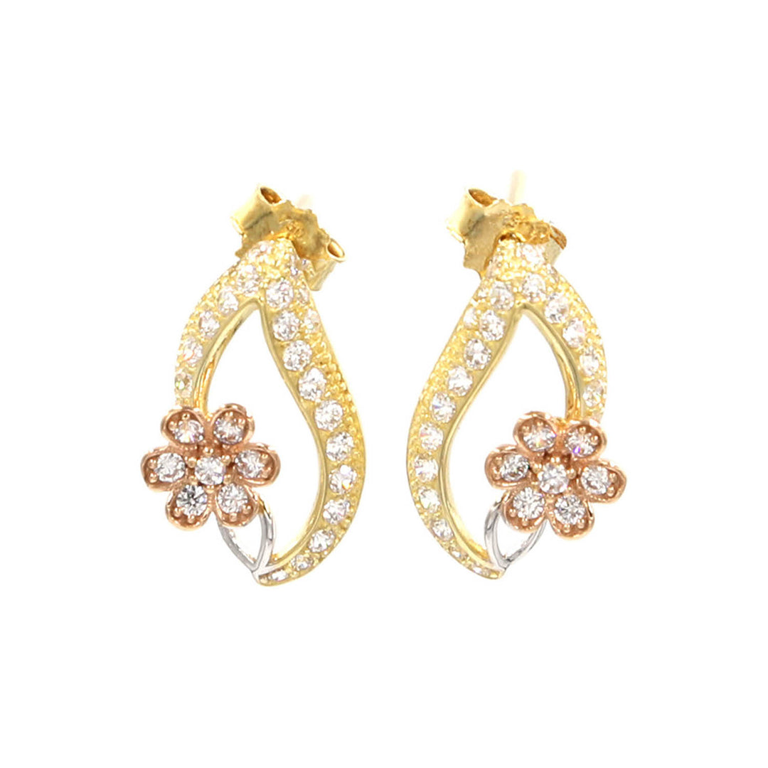 18k earrings tricolor - Al Fanan Jewellery