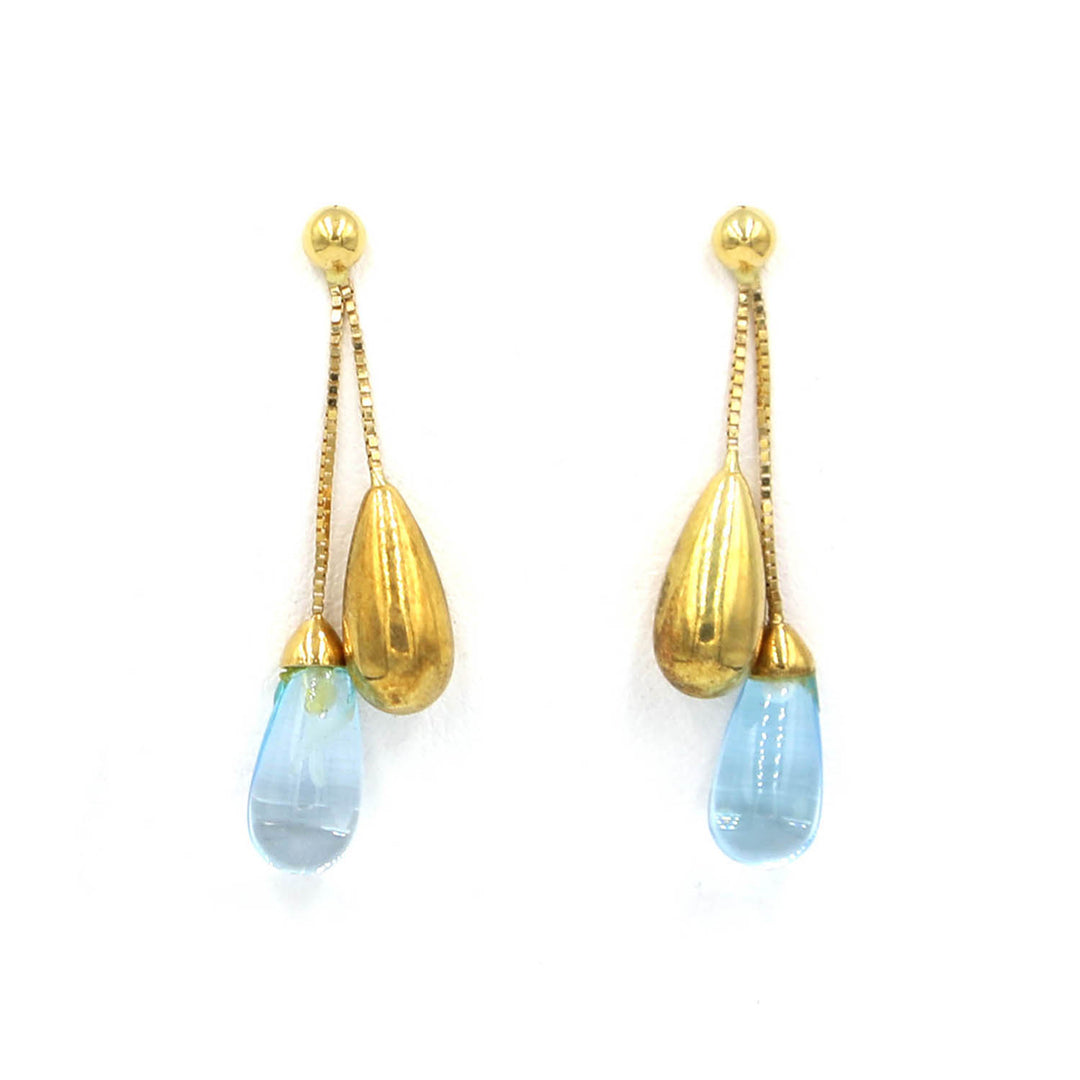18K Earrings with firoza - Al Fanan Jewellery