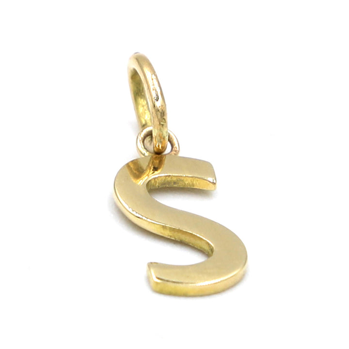 18K Initial Letter S Yellow Gold Pendant