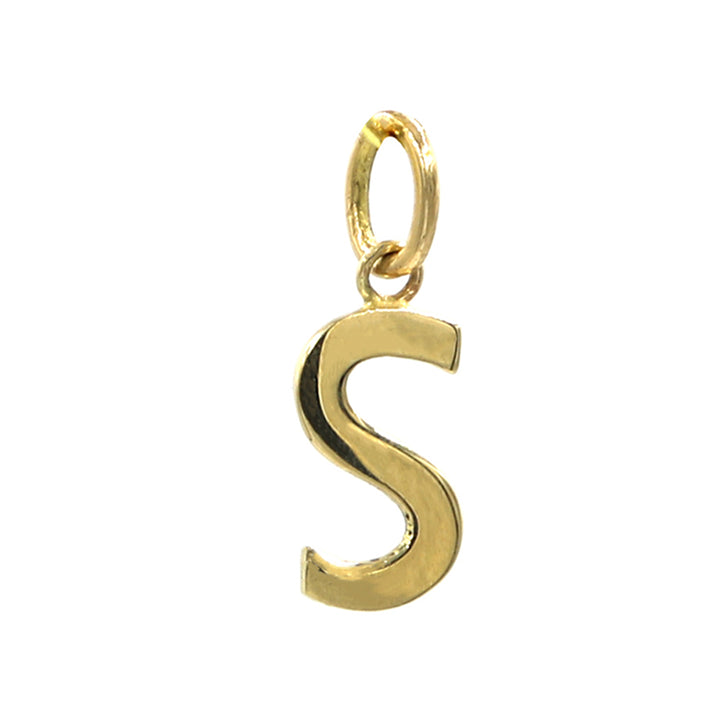 18K Initial Letter S Yellow Gold Pendant
