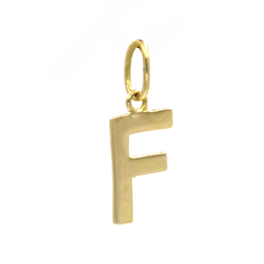 18K Initial Letter F Yellow Gold Pendant