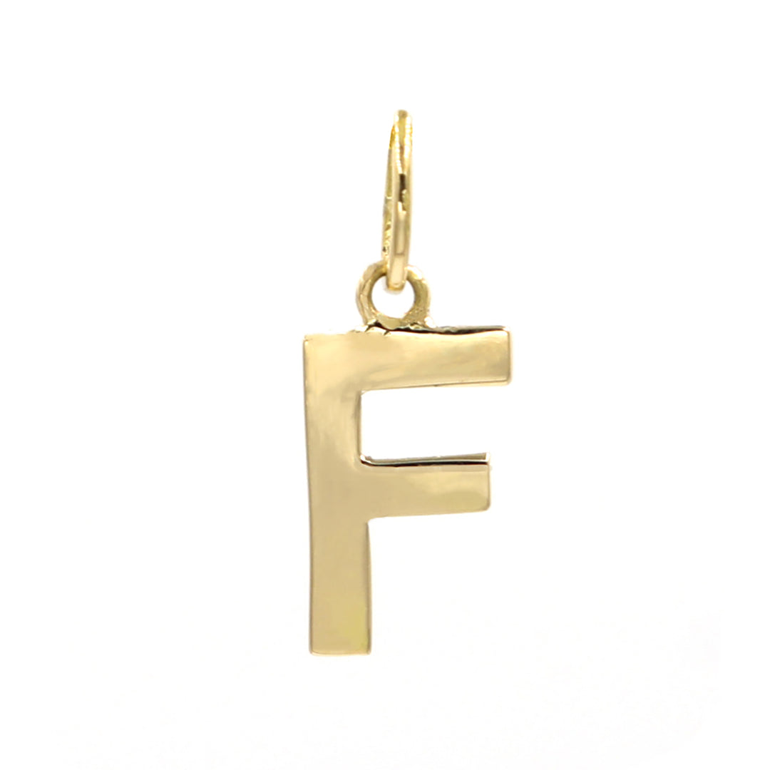 18K Initial Letter F Yellow Gold Pendant