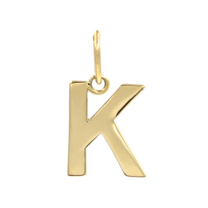 18K Initial Letter K Yellow Gold Pendant