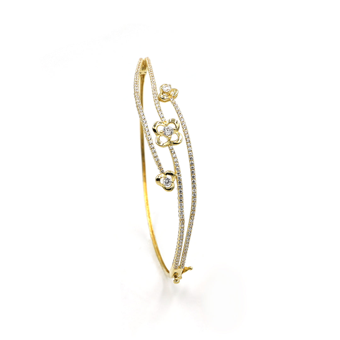 Four Petals Diamond Floret 18K Gold Bangles