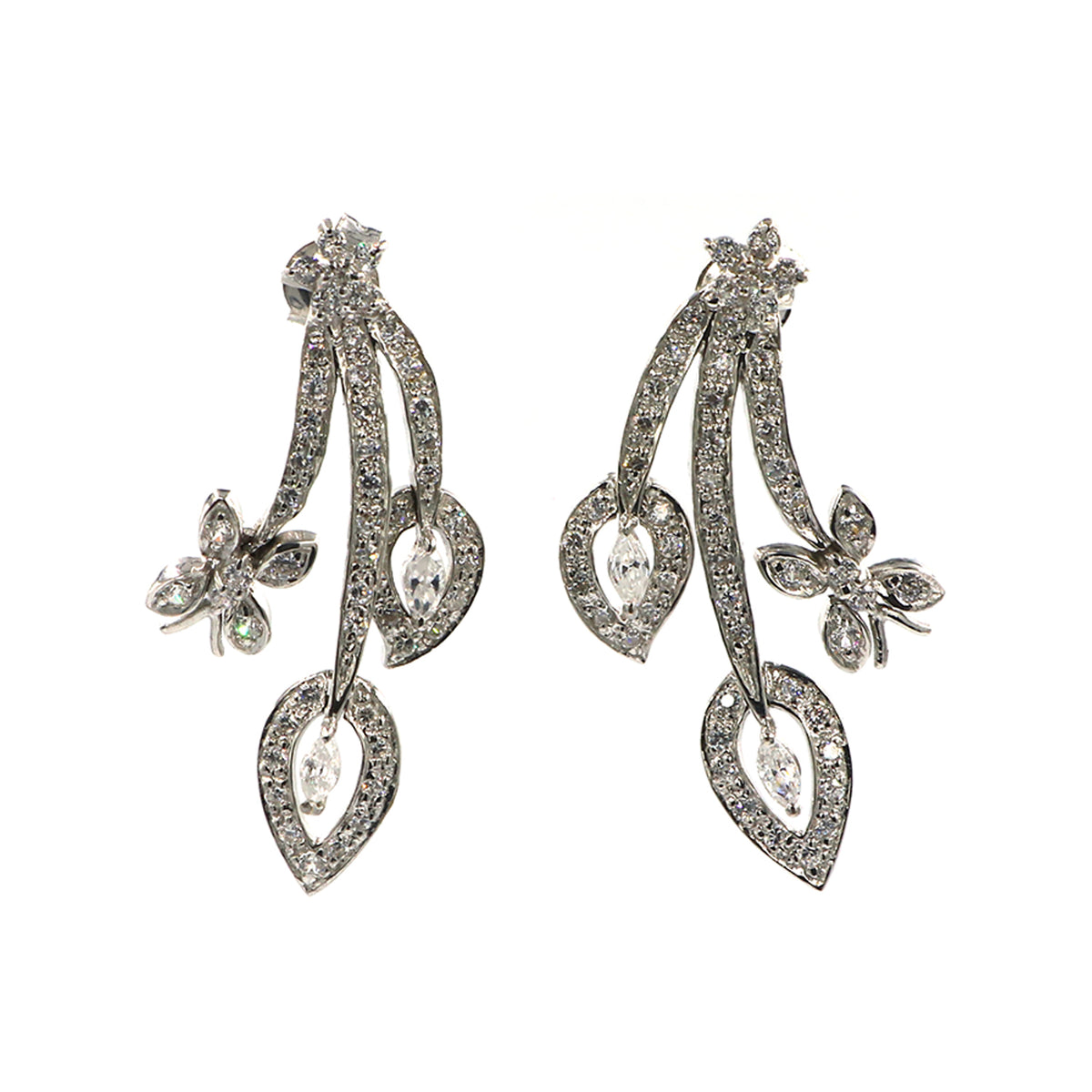 18K White ذهب أقراط ذهبهدية