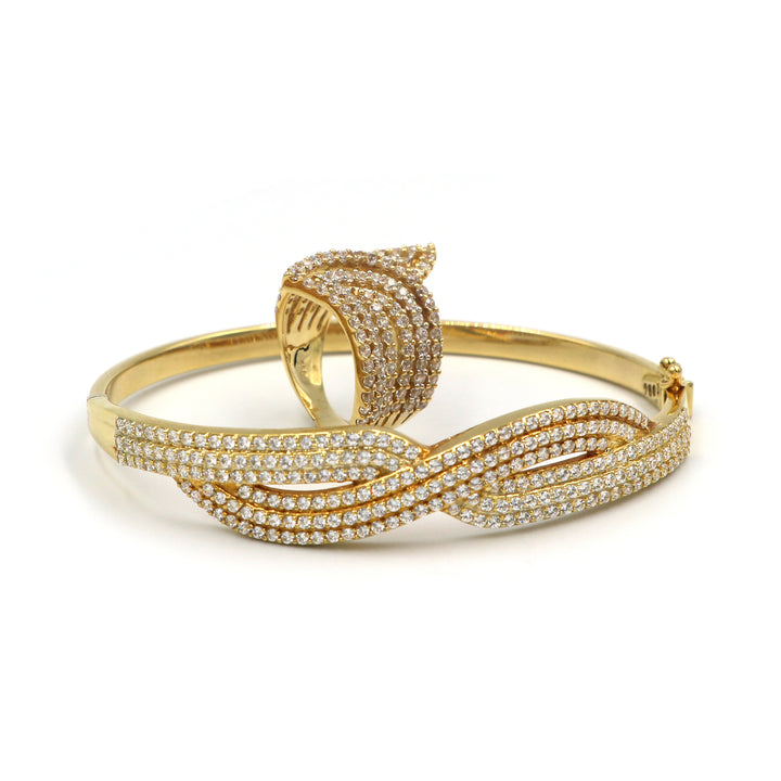18K Gold Bracelet And Ring Set